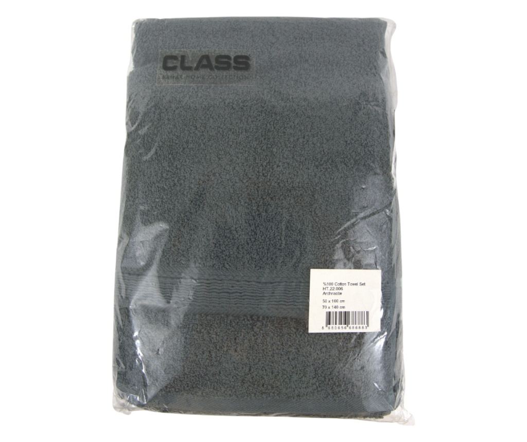 Set 2 prosoape absorbante si rezistente la decolorare, 100% Bumbac, densitate 480 gsm, 50x100cm + 70x140 cm, Theodorus, Anthraci - 5