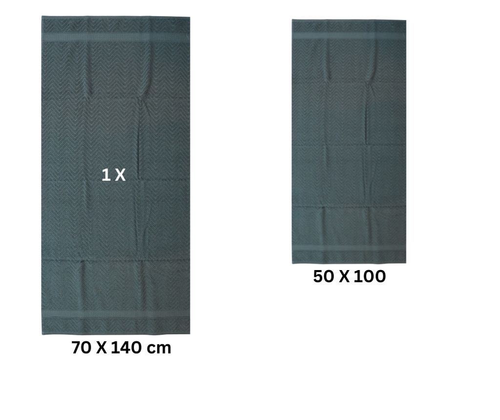 Set 2 prosoape absorbante si rezistente la decolorare, 100% Bumbac Jacquard, densitate 480 gsm, 50x100cm + 70x140 cm, Thalassa, - 3