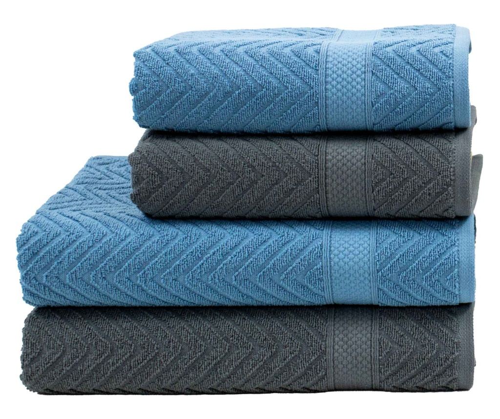 Set 2 prosoape absorbante si rezistente la decolorare, 100% Bumbac Jacquard, densitate 480 gsm, 50x100cm + 70x140 cm, Thalassa, - 6