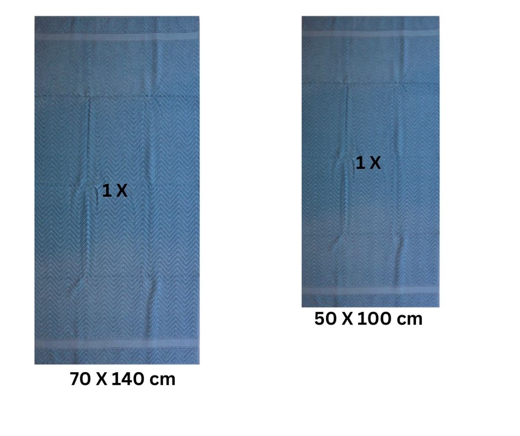 Set 2 prosoape absorbante si rezistente la decolorare, 100% Bumbac Jacquard, densitate 480 gsm, 50x100cm + 70x140 cm, Thalassa, - 3