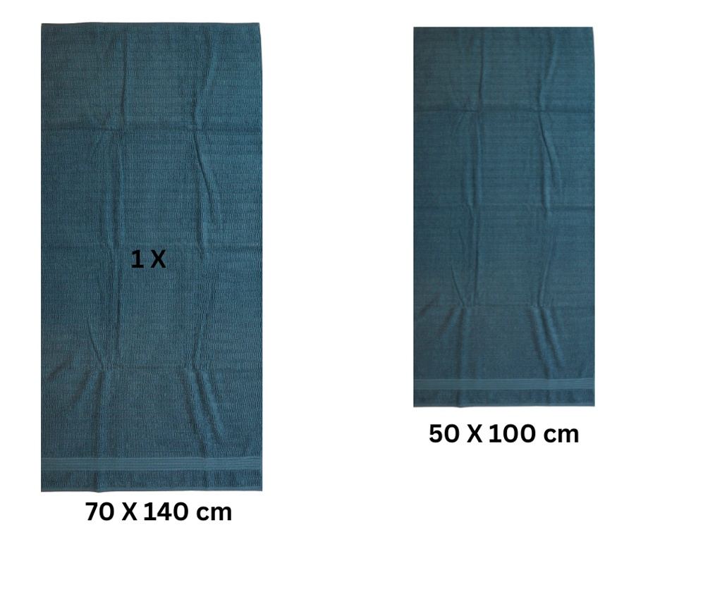 Set 2 prosoape absorbante si rezistente la decolorare, 100% Bumbac Jacquard, densitate 530 gsm, 50x100cm + 70x140 cm, Phrixus, P - 3