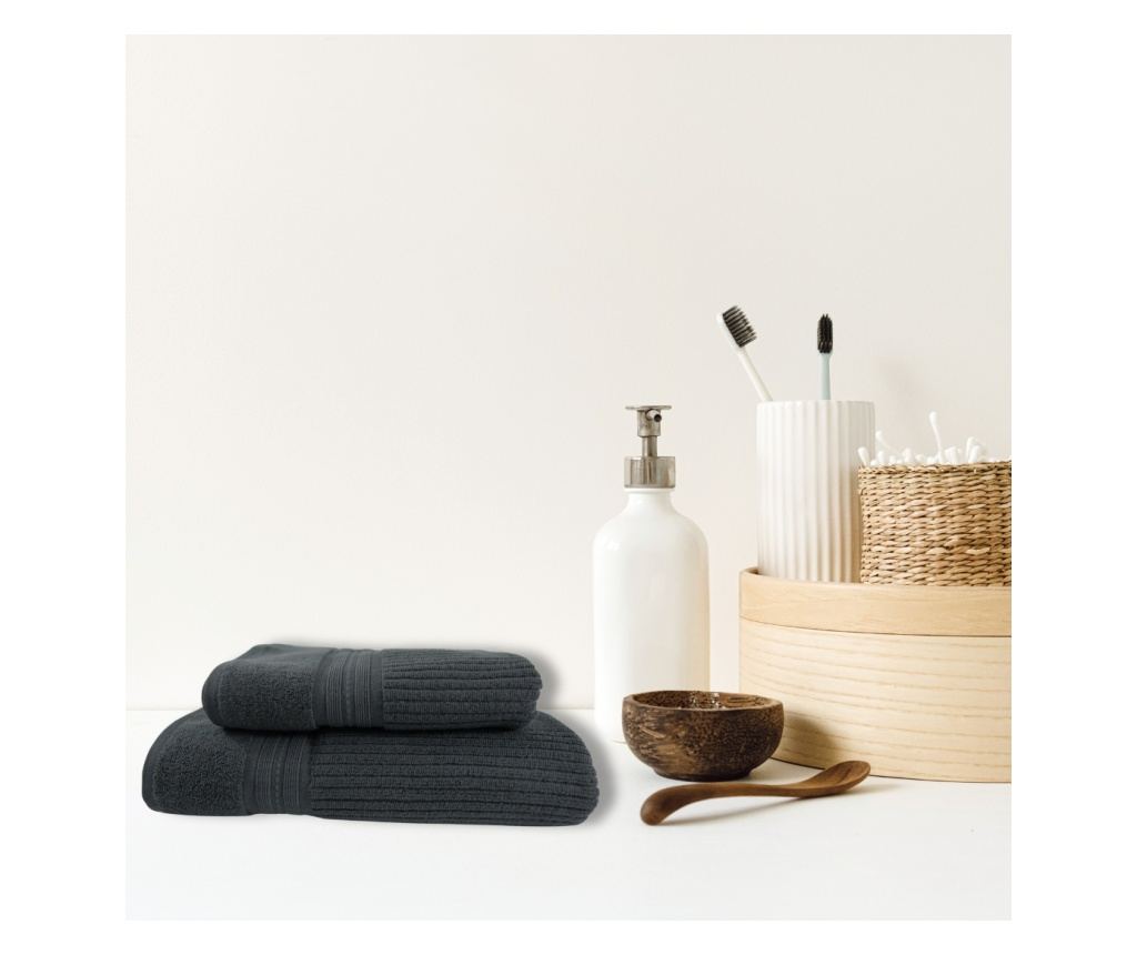 Set 2 prosoape absorbante si rezistente la decolorare, 100% Bumbac Jacquard, densitate 520 gsm, 50x100cm + 70x140 cm, Erasmos, A - 3