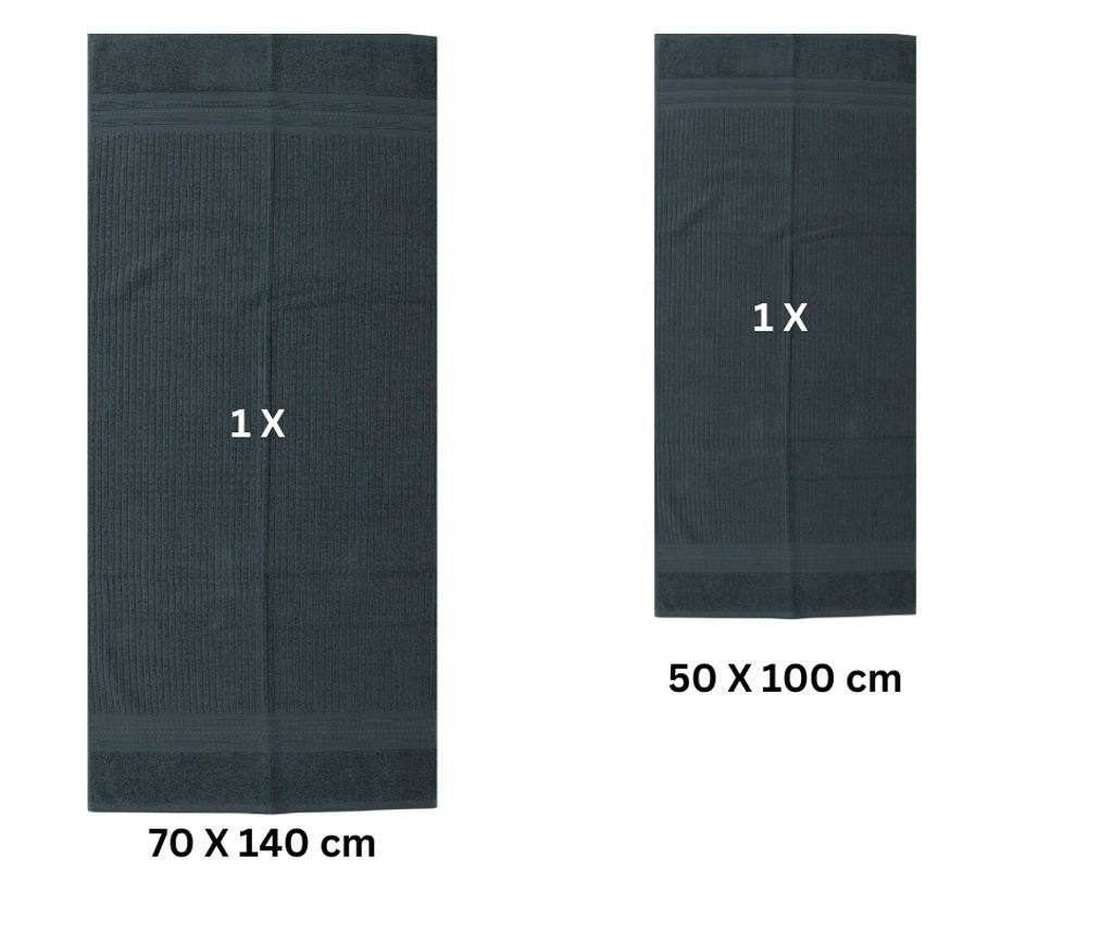 Set 2 prosoape absorbante si rezistente la decolorare, 100% Bumbac Jacquard, densitate 520 gsm, 50x100cm + 70x140 cm, Erasmos, A - 4