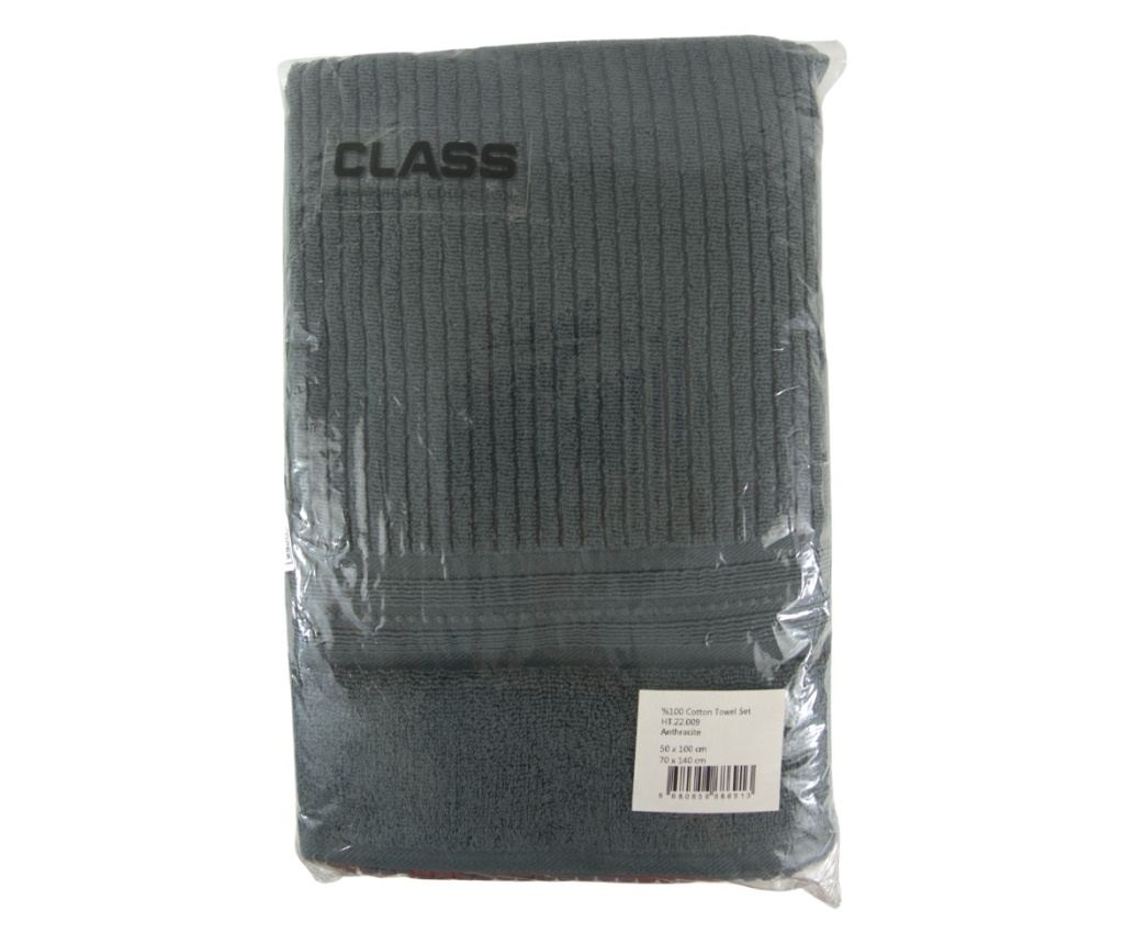 Set 2 prosoape absorbante si rezistente la decolorare, 100% Bumbac Jacquard, densitate 520 gsm, 50x100cm + 70x140 cm, Erasmos, A - 5