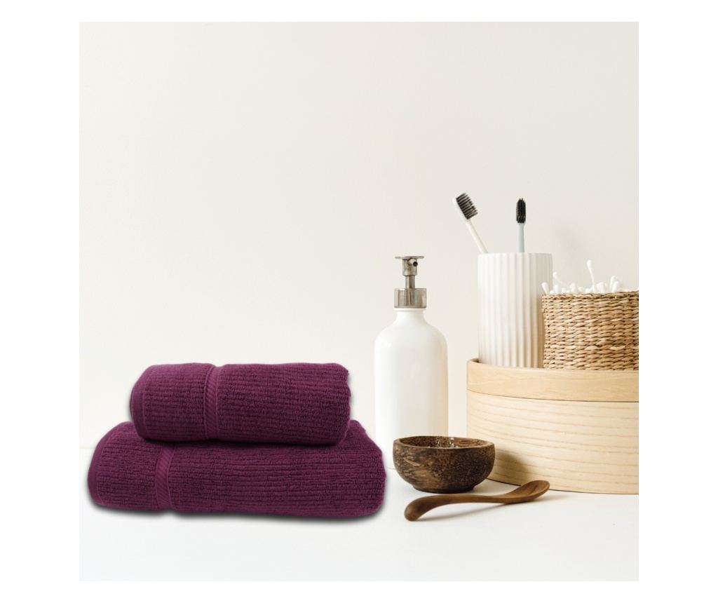 Set 2 prosoape absorbante si rezistente la decolorare, 100% Bumbac Jacquard, densitate 530 gsm, 50x100cm + 70x140 cm, Ikaros, Pu - 3