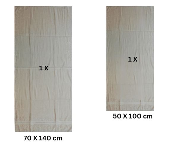 Комплект от 2 абсорбиращи хавлии, устойчиви на избледняване, 100% памук, 500 GSM, 50x100 см + 70x140 см, Moonstar, екрю