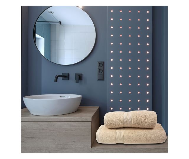 Комплект от 2 абсорбиращи хавлии, устойчиви на избледняване, 100% памук, 500 GSM, 50x100 см + 70x140 см, Moonstar, екрю