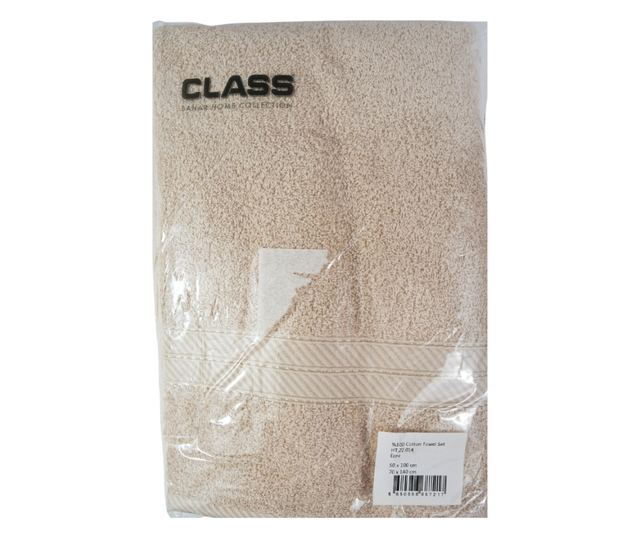 Комплект от 2 абсорбиращи хавлии, устойчиви на избледняване, 100% памук, 500 GSM, 50x100 см + 70x140 см, Moonstar, екрю