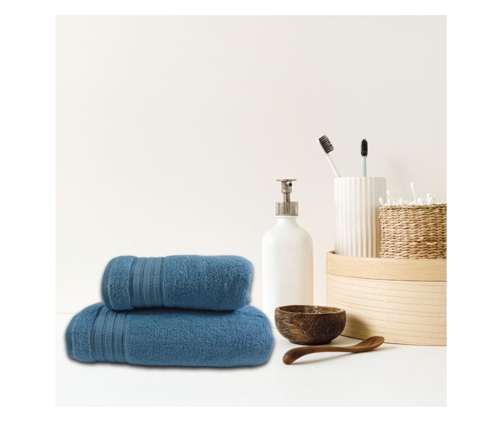 Set 2 prosoape absorbante si rezistente la decolorare, 100% MicroBumbac Jacquard, densitate 580 gsm, 50x100cm + 70x140 cm, Senec - 4
