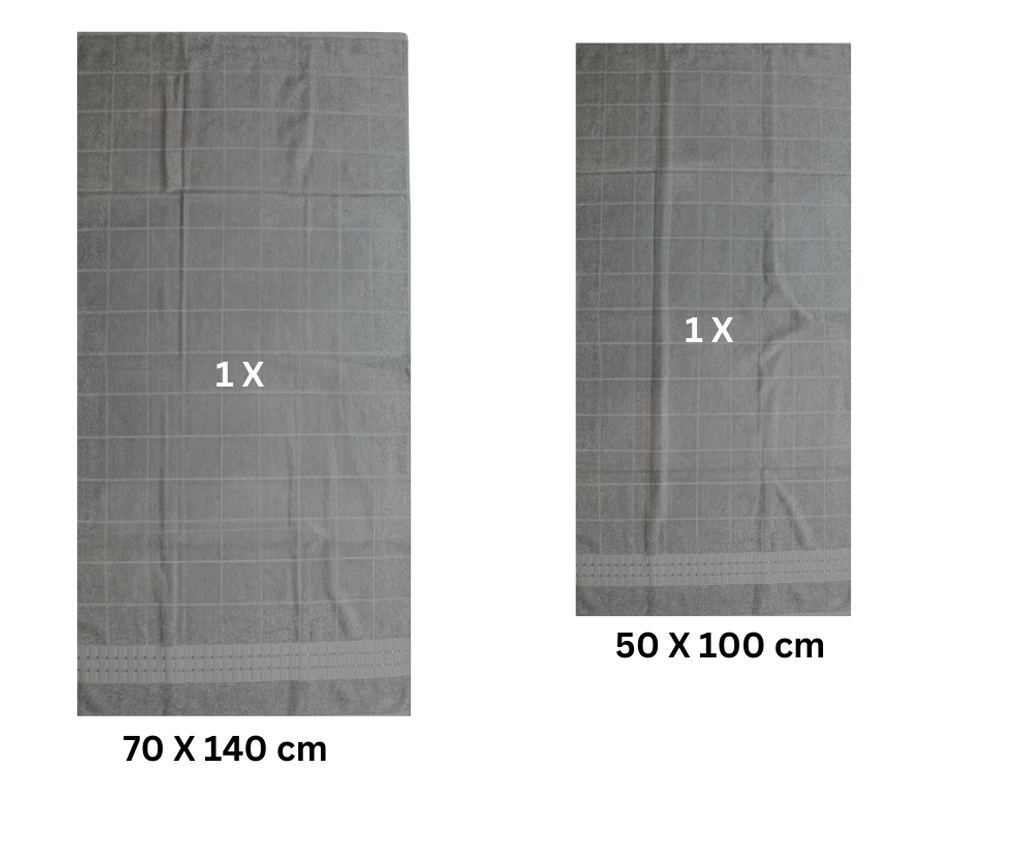 Set 2 prosoape absorbante si rezistente la decolorare, 100% Bumbac Jacquard, densitate 450 gsm, 50x100cm + 70x140 cm, Notus, Sil - 3