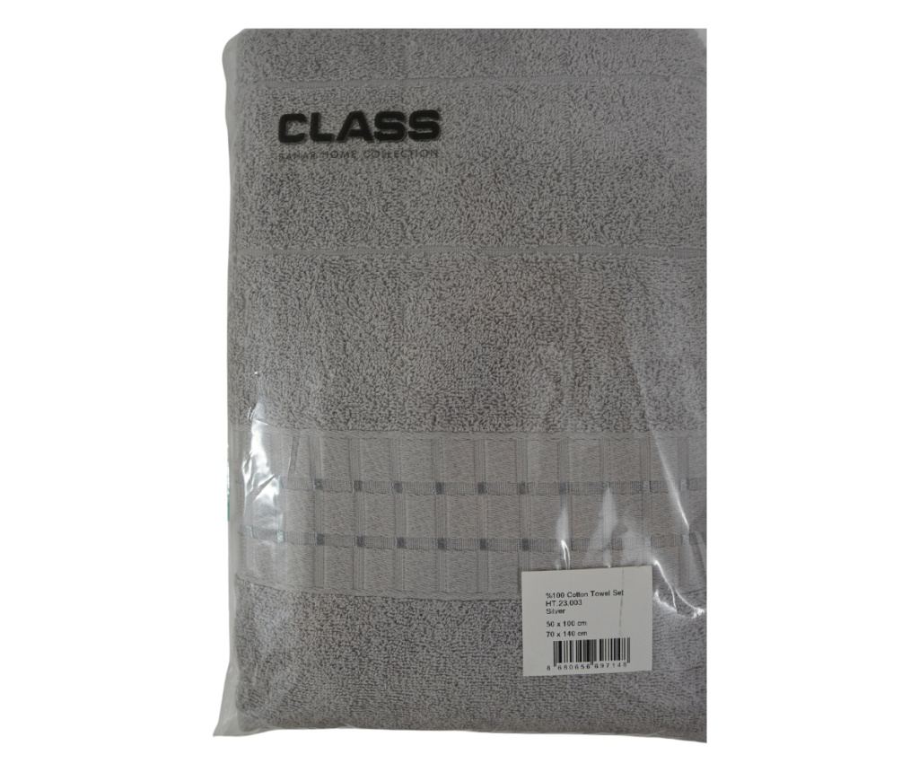 Set 2 prosoape absorbante si rezistente la decolorare, 100% Bumbac Jacquard, densitate 450 gsm, 50x100cm + 70x140 cm, Notus, Sil - 5