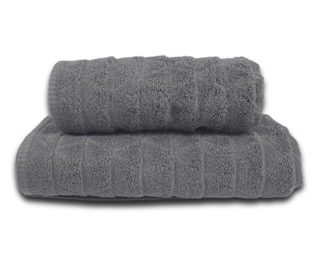 Set 2 prosoape absorbante si rezistente la decolorare, 100% Bumbac Jacquard, densitate 390 gsm, 50x100cm + 70x140 cm, Mermin, Gr