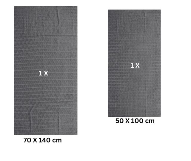 Комплект от 2 абсорбиращи хавлии, устойчиви на избледняване, 100% жакардов памук, 390 GSM, 50x100 см + 70x140 см, Mermin, сив