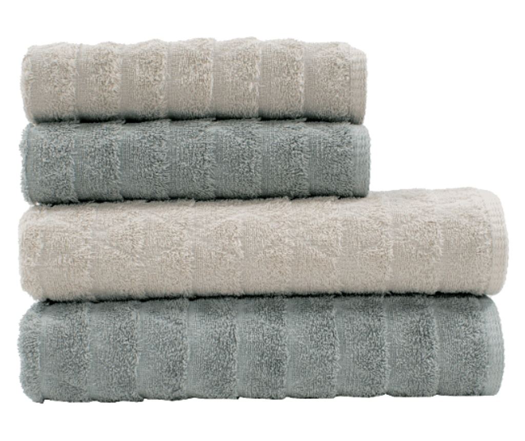 Set 2 prosoape absorbante si rezistente la decolorare, 100% Bumbac Jacquard, densitate 390 gsm, 50x100cm + 70x140 cm, Mermin, Gr - 7