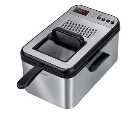 Rozsdamentes acél fritőz hőmérséklet-szabályozással, Űrtartalom 3,2L, Teljesítmény 2200W