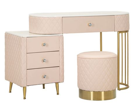 Toaletni stolić Sharon ružičasti s tabureom cm 120x40x75 (veličina taburea ø36x39)