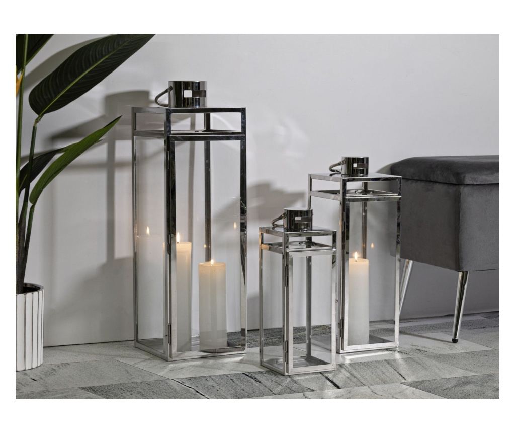 Ukrasni lantern srebrni 22 cm (3 kom) - 6