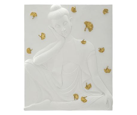 Nástěnná dekorace Buddha bílá 46 cm