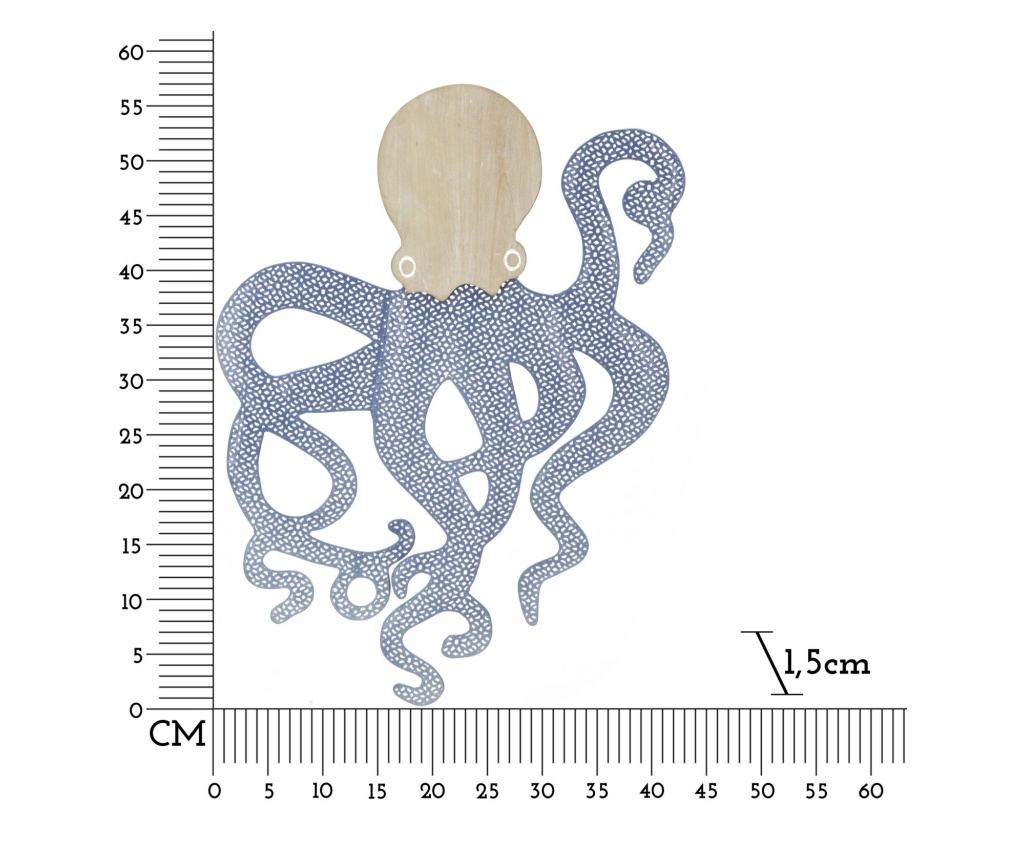 Zidna umjetnost Hobotnica Plava 41 cm - 6