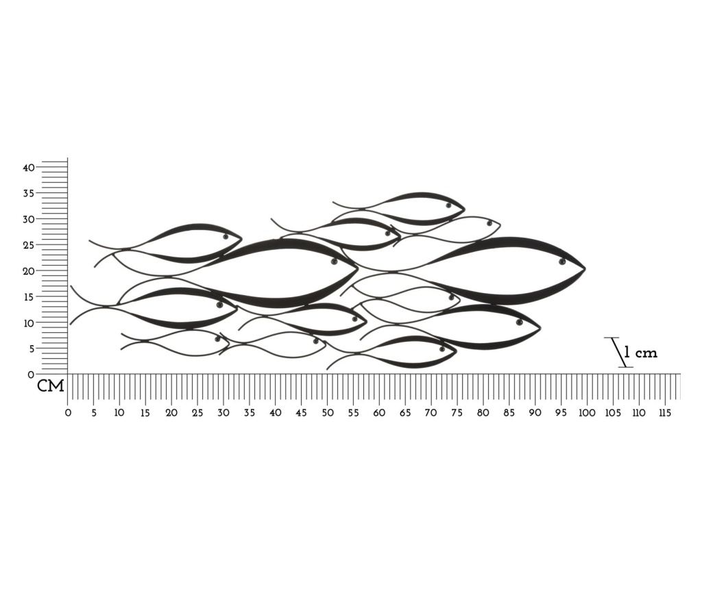 Zidna umjetnost Riba Crna 100 cm - 6
