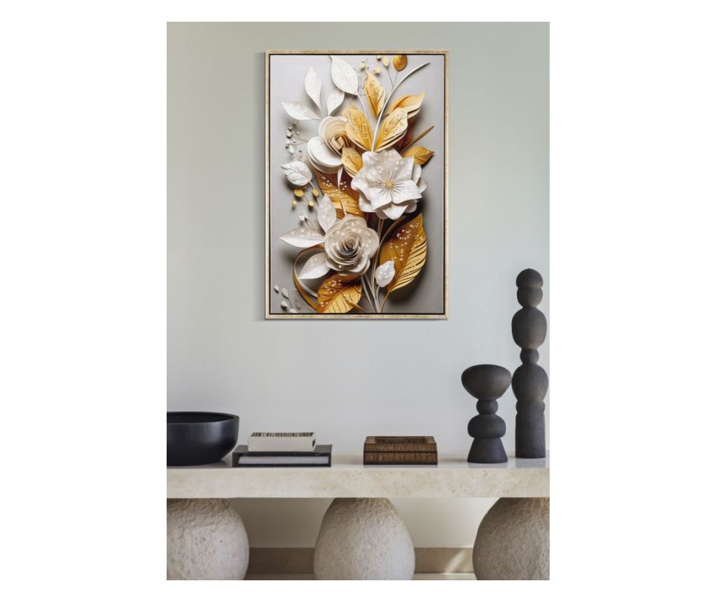 Zidna umjetnost Flora bijela 42 cm - 5