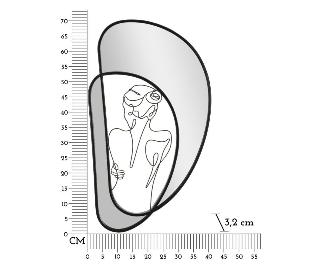 Zidno ogledalo Nudy crno 41 cm - 6