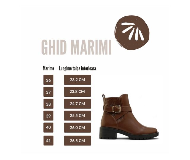 Botine dama cu toc mic, Camel - 37