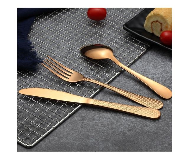 Set Tacâmuri din Inox 30 Piese Grunberg Roz / Auriu Premium