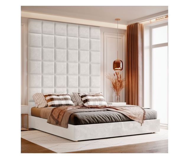 Čalouněný dekorativní a izolační panel 3D Smetanový Náměstí 40x40  40x40