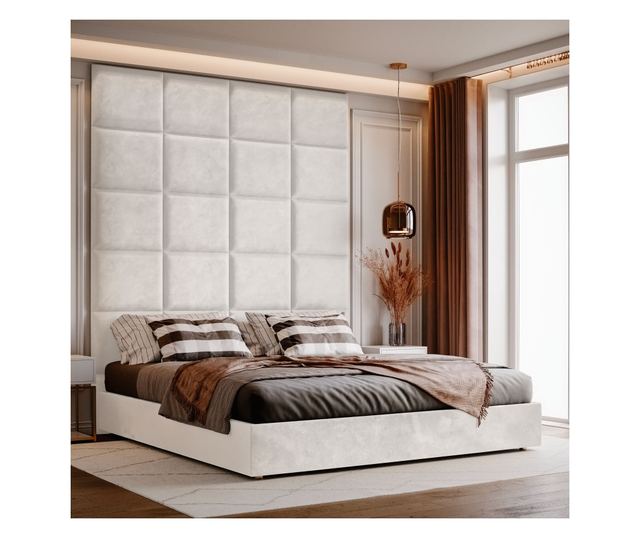 Čalouněný dekorativní a izolační panel 3D Smetanový Obdélník 60x40  60x40