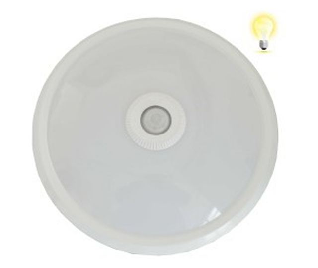 Aplica LED BR-BC15-00300, cu senzor de miscare, 15W, 820lm, lumina calda, alba+transparenta, IP20, Braytron