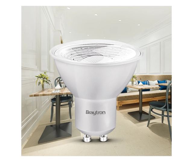 Bec led GU10 5W (50W) Braytron, 38 grade, 380 lm, lumina neutra(4000K), clasa energetica F