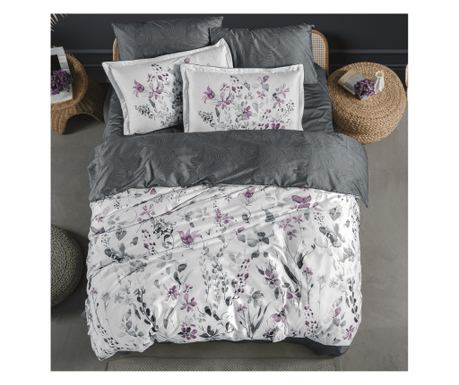 Kétszemélyes ágynemű, Story Home, 100% szatén pamut, 300 TC, 6 darab, Visby Grey