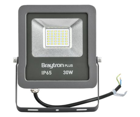 Proiector led 30W SMD, 2700lm, IP65, lumina rece 6500K, Gri, Braytron, 3 ani garanție