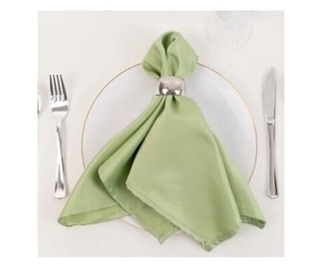 Set 10 Servete de masa Kotonia Home - 45x45 cm, Damasc Saten DeLux, 100% bumbac, verde fistic - 10 bucati