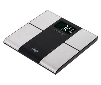 Кантар Adler AD 8165, До 225 кг, Памет за до 10 потребителя, LCD дисплей, 3 x AAA, Инокс/Черен