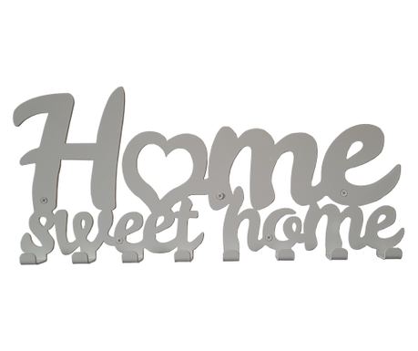 Cuier metalic Home Sweet Home Alb
