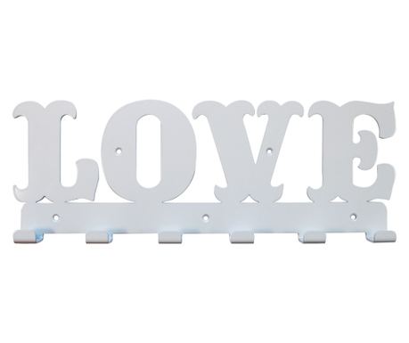 Cuier metalic Love Alb