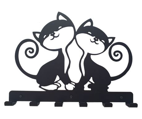 Metalna vješalica Mačke model 4, čelik, crna