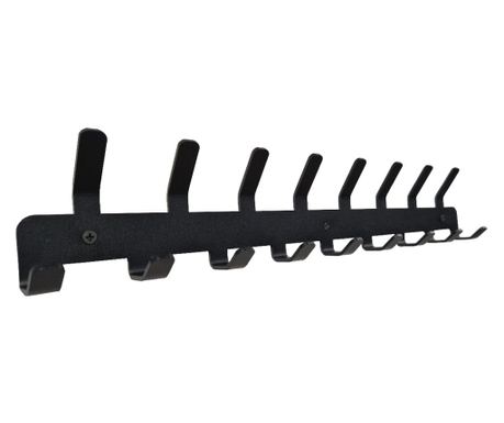 Cuier metalic Simplu17 agatatoare, 9.5x50 cm, Negru