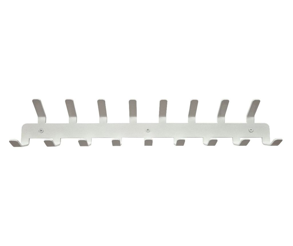 Egyszerű fém fogas 17 akasztóval, 9,5x50 cm, fehér - 2