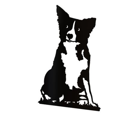 Stenska dekoracija Pes, Border Collie, 50 cm, jeklo, črna