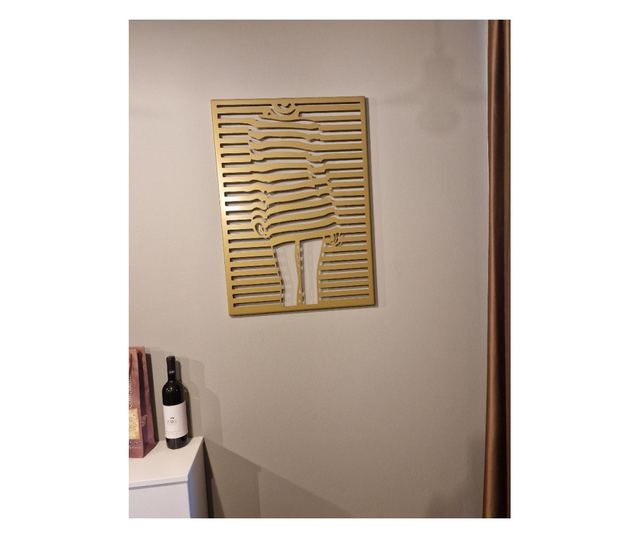 Decoratiune de perete, Silueta Girl, auriu, 75x54 cm, otel