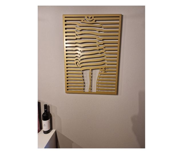 Decoratiune de perete, Silueta Girl, auriu, 75x54 cm, otel