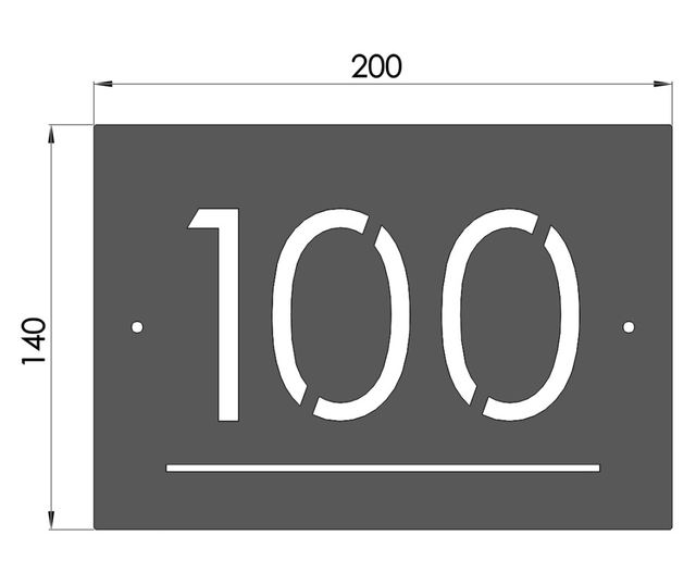 Prilagodljiva pločica s kućnim brojem od čeličnog lima, 140x200 mm, mat crna