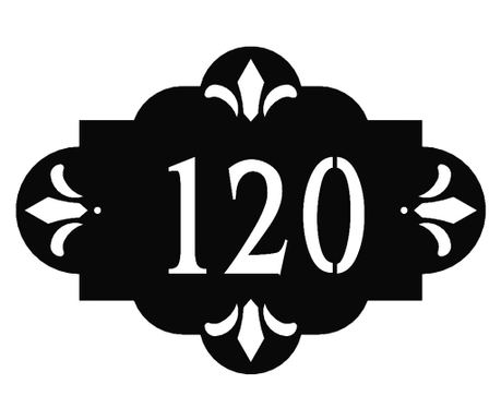 Személyre szabható házszám tábla acéllemezből, 250x175 mm, 2-es modell, matt fekete