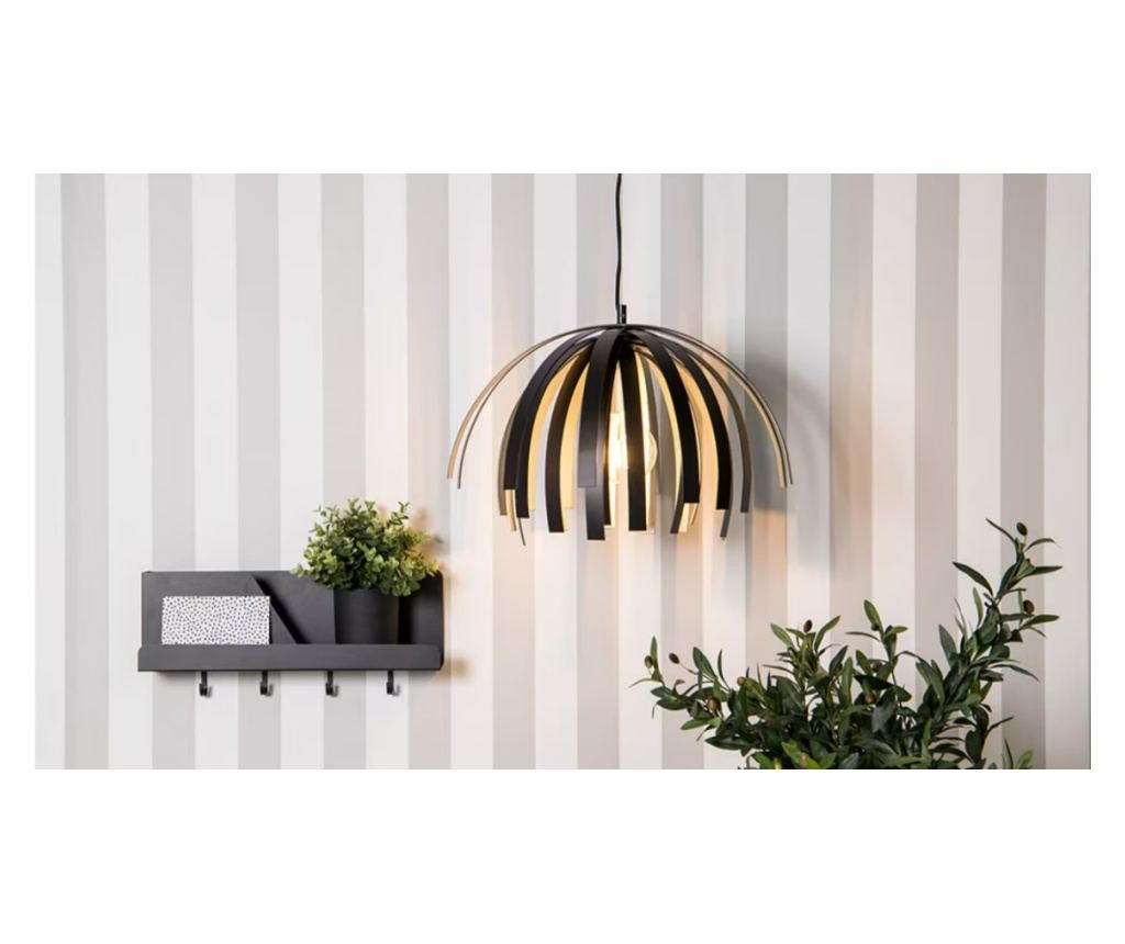 Fali szervező 4 akasztóval és tartóval, fém, antracit, 46 x 11 x 19 cm - 2