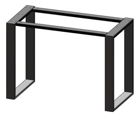 Sada 2 nohou stolu, Široký kovový profil 80x20 mm, Elektrostatické lakování, Matná černá, 72x50x8 cm