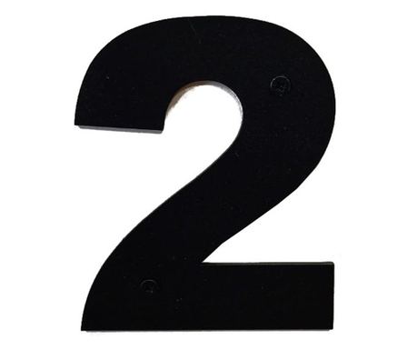 Házszám, acél, 100 mm, fekete, 2-es szám