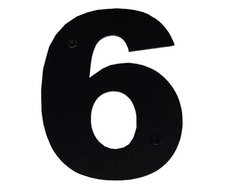 Házszám, acél, 100 mm, fekete, 6-os szám